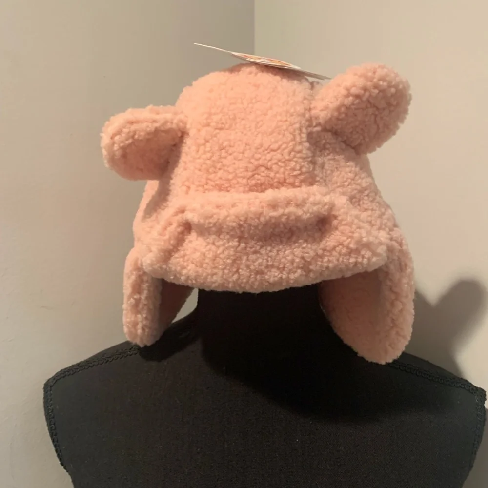 Nordstrom Infant Fuzzy Bear Hat Pink 0-12 months NWT